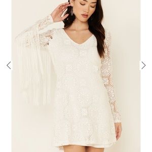 Idyllwind Womens thunder road fringe crochet dress medium